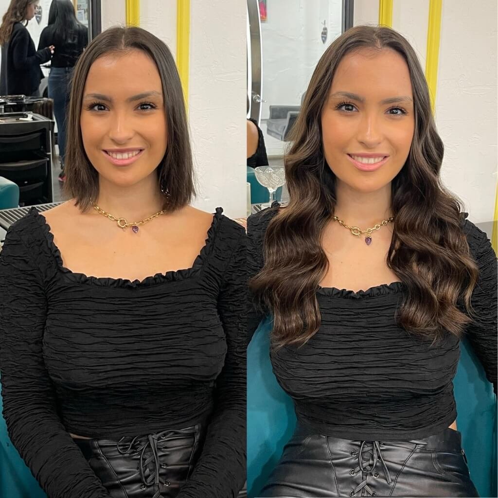 wavy hair extensions before and after