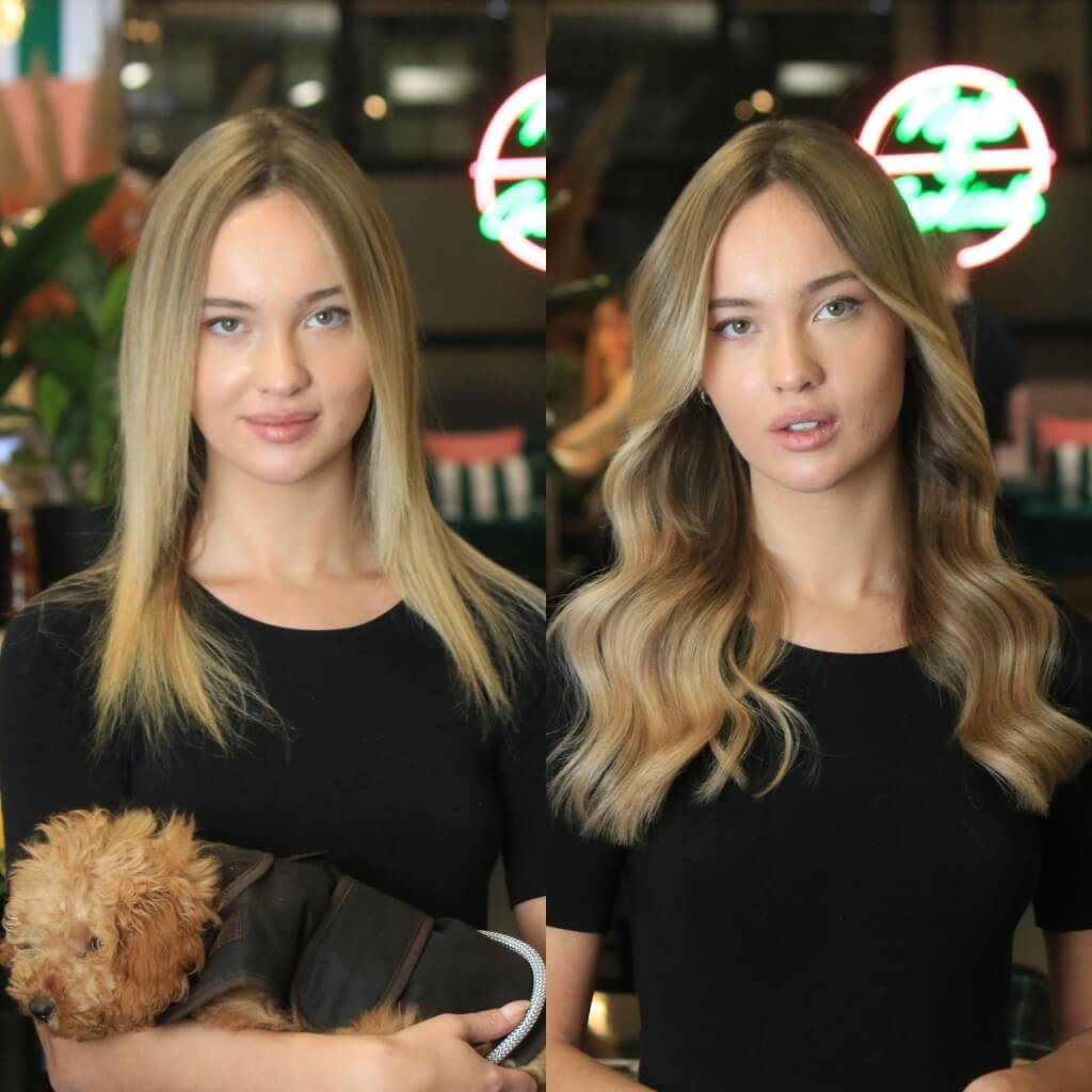 blonde hair extensions before and after