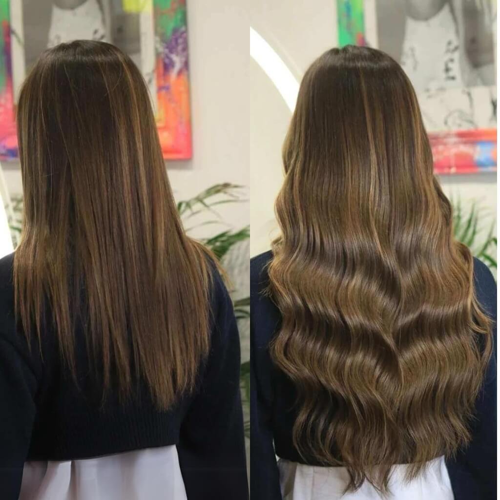 long hair extensions before and after with colour